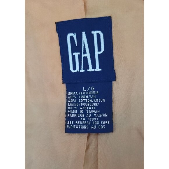 Vintage Gap Linen Blend Plaid Single Breasted Gingham Coat Blazer Jacket L - Picture 6 of 8